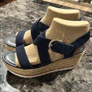 Marc Fisher Navy Blue Wedge Sandals